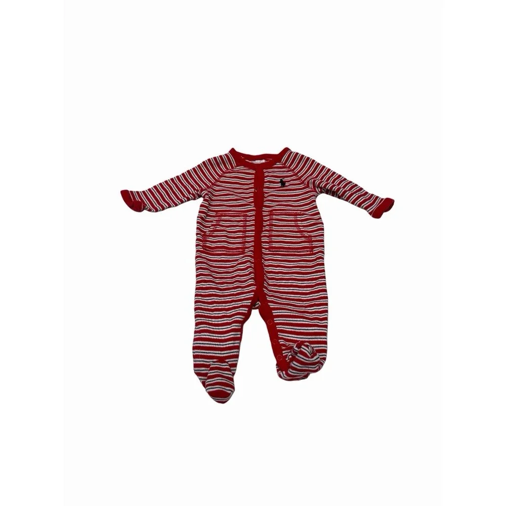 Ralph Lauren Baby One Piece Long Sleeve Red  Embroider Logo 3 Month